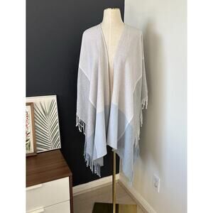 Eileen Fisher Italian Recycled Cotton Poncho Serape Wrap Fringe